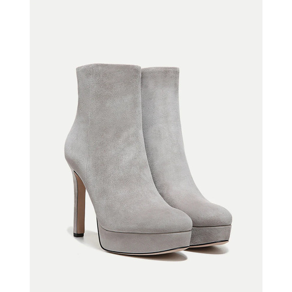 NWOT Veronica Beard Dali Suede Stiletto Heel Platform Ankle Boots Gray Women's 9 - Picture 1 of 8
